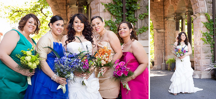 Bridal party with bright colors