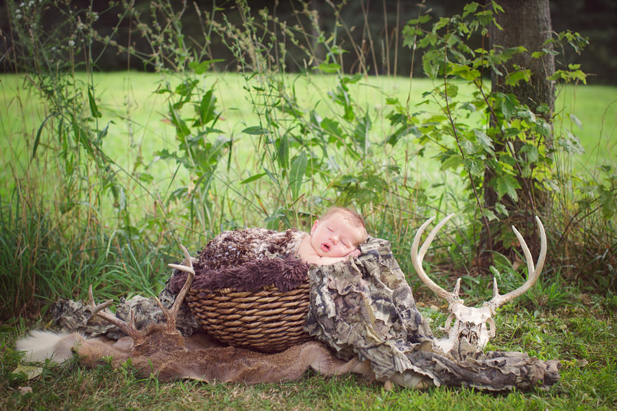 hunting themed newborn photo