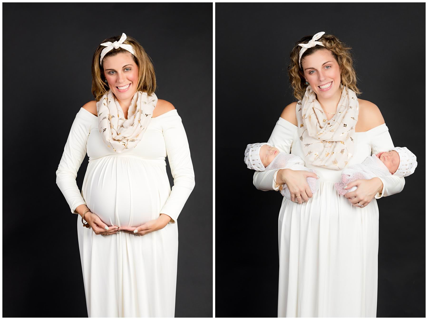 maternity to newborn timelapse photo of mom before and after