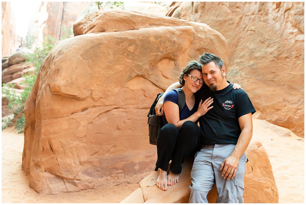 adventurous couple at arches national park