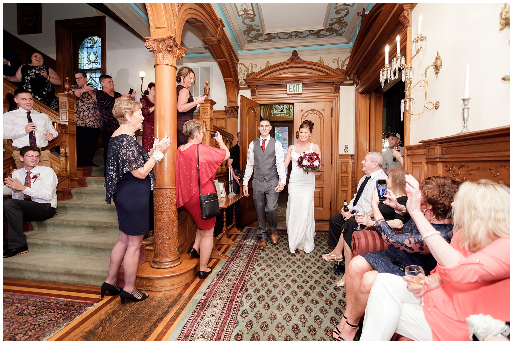 bride and groom entrance at historic hotel